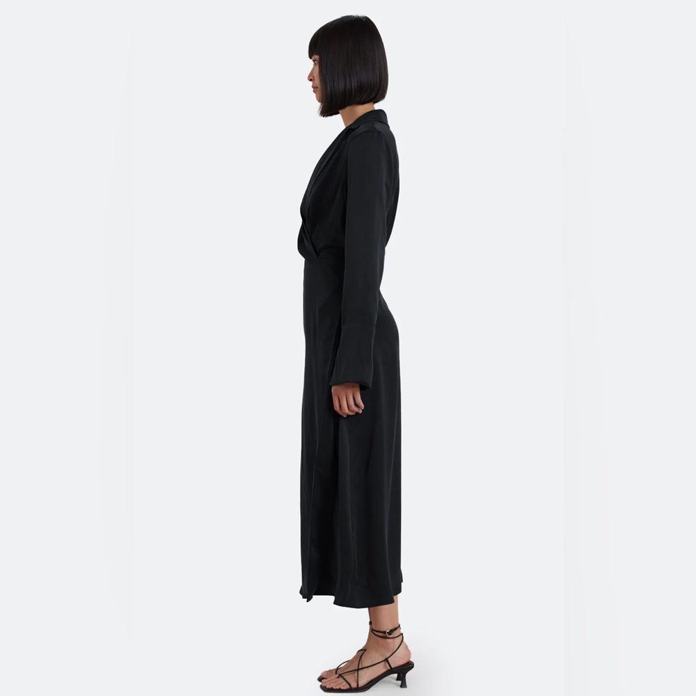NWT Bec + Bridge Amber Long Sleeve Wrap Maxi Dress size US 4 small Black silk - Picture 4 of 9